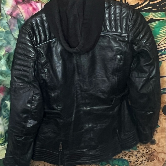 Black Leather Motorcycle Jacket for Women - Picture 2 of 6